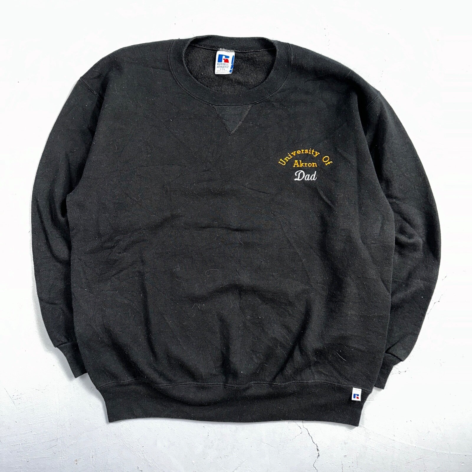 Russell Athletic 2XL Sweatshirt 90s VTG Crewneck USA Black Akron University Dad