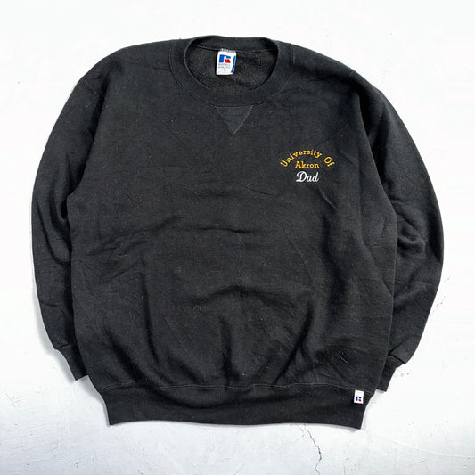 Russell Athletic 2XL Sweatshirt 90s VTG Crewneck USA Black Akron University Dad