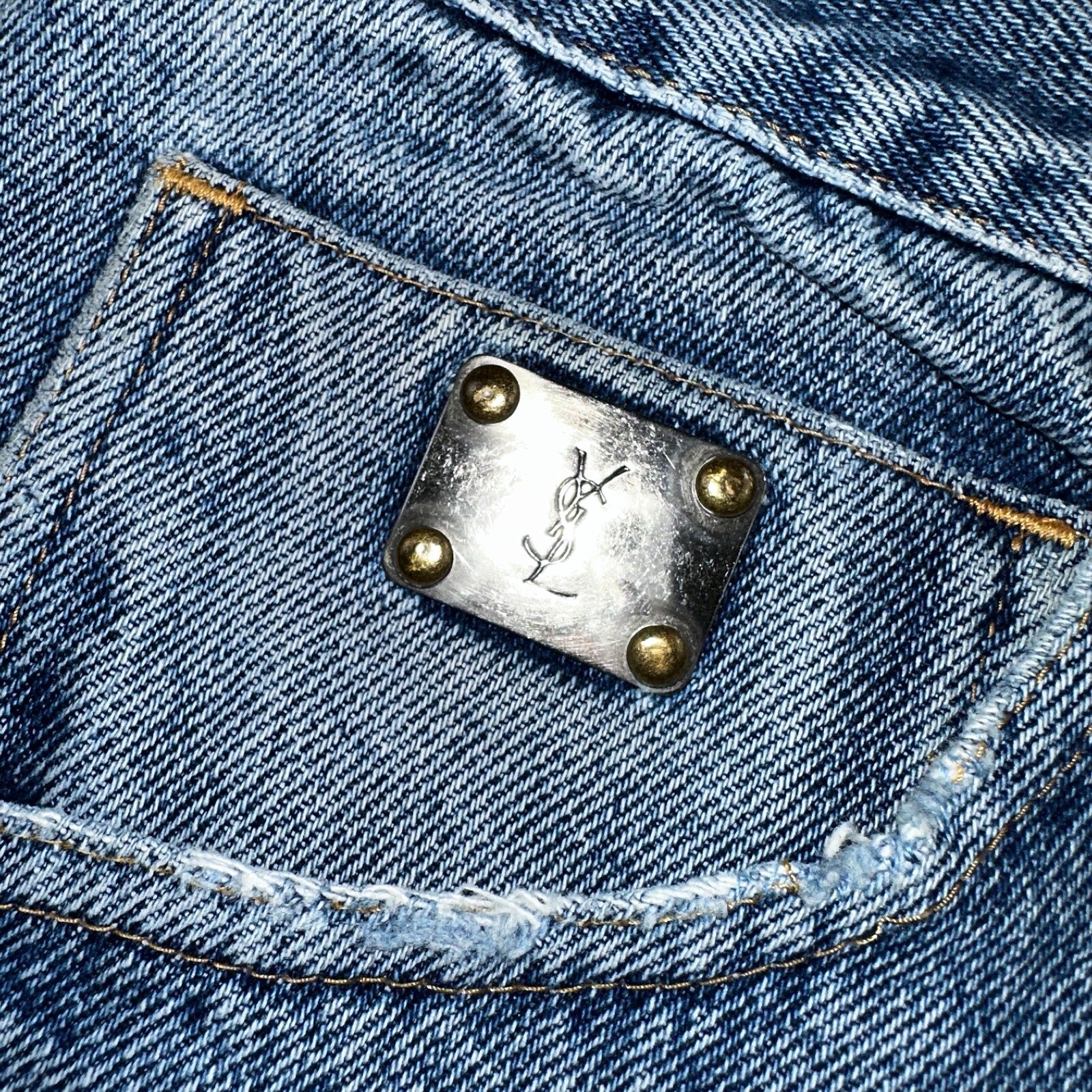 Vintage YSL Yves Saint Laurent Blue Denim Jeans Size 26x31 90s Womens Straight