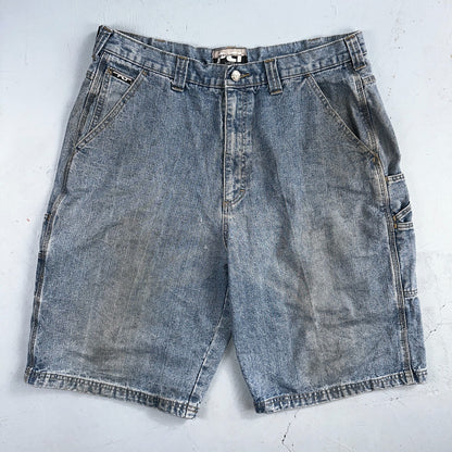 PCI PEAR CONNECTION Kenpa Blue Denim Baggy Skate Cargo Shorts Men Size 38 Y2K