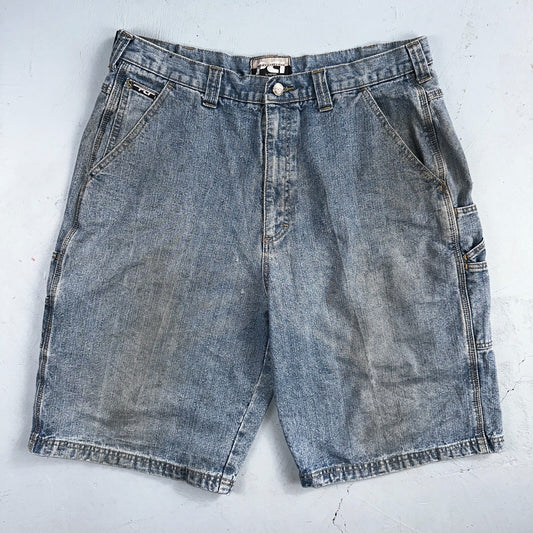 PCI PEAR CONNECTION Kenpa Blue Denim Baggy Skate Cargo Shorts Men Size 38 Y2K