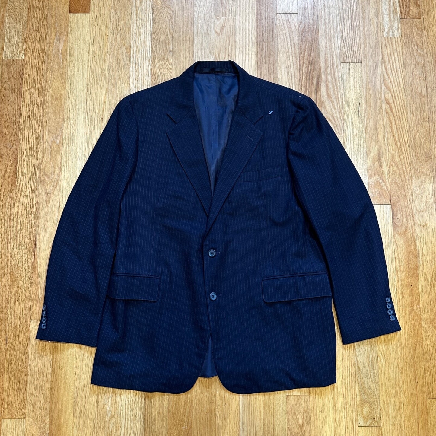 1960s 1970s Navy USA Sport Jacket VTG Mens Suit 46 Rockabilly Stripe Plaid