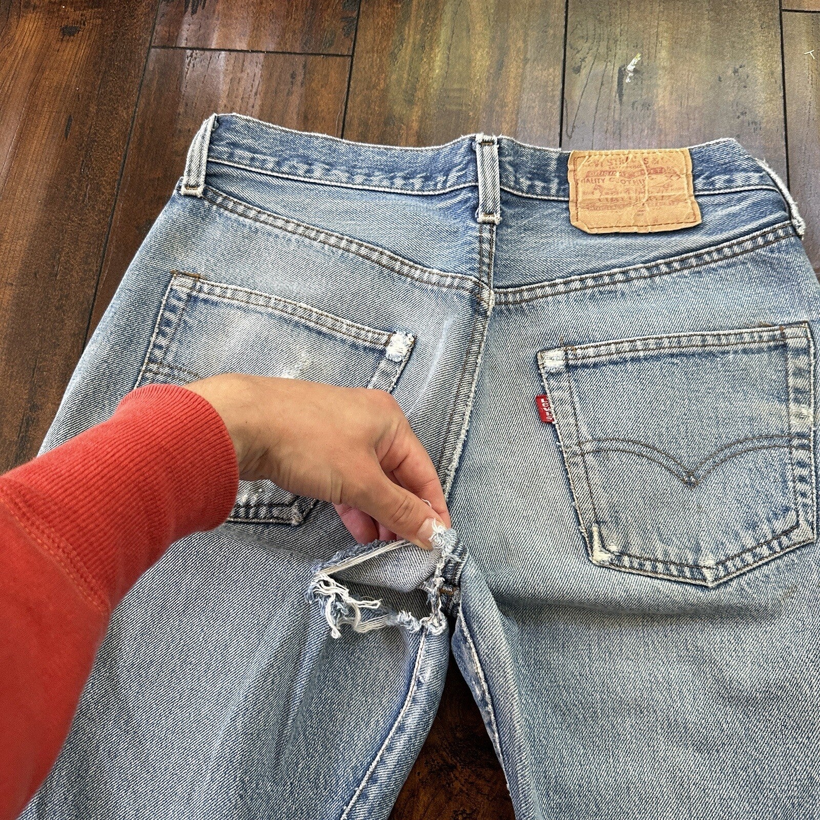 Levis Vintage 80s Redline Selvedge USA 501 XX Jeans Light Wash 31x33 Act 28x29