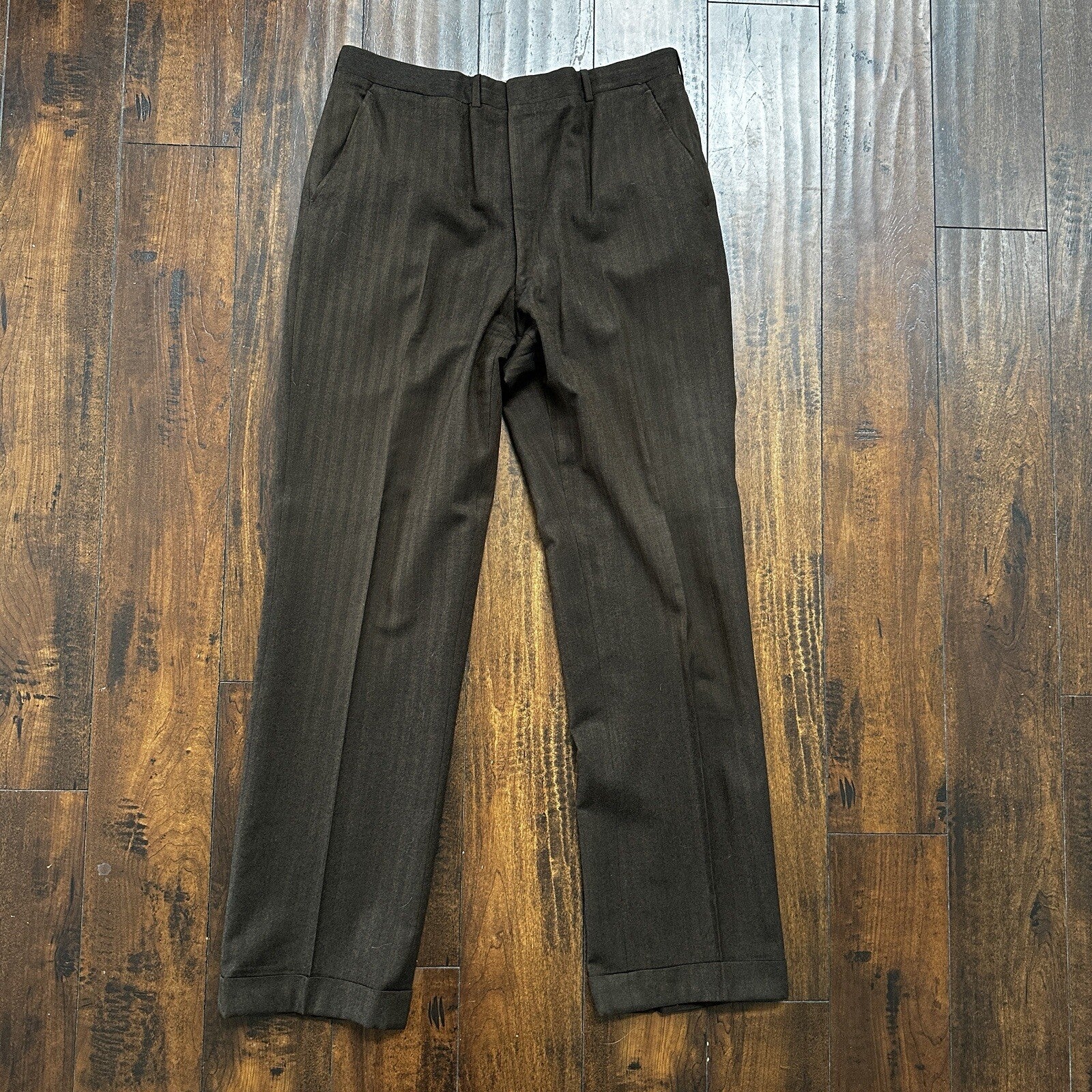 1960s 1970s Brown Striped Sport Jacket VTG Mens Suit 44 33x32 Rockabilly Wool