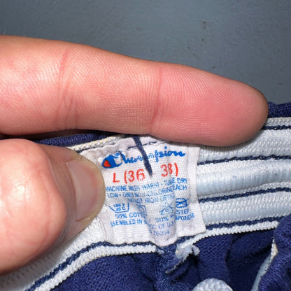 Champion VTG USA 80s Sweat Gym Shorts Large Navy Blue Faded Reverse Weave 1980s