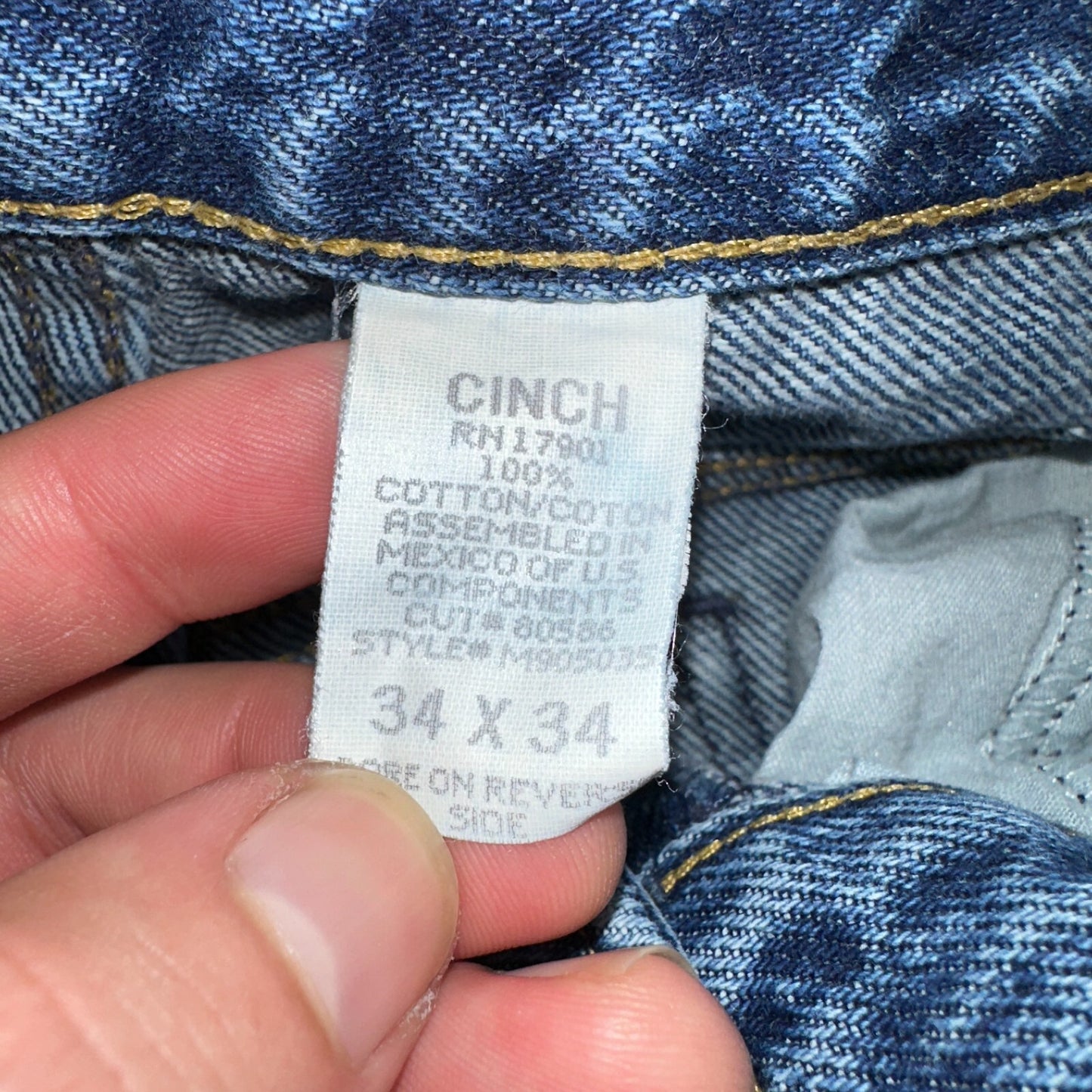 CINCH Slim Leg Jeans Men’s 34X34 Blue Wash Denim Western VTG 90s Cowboy