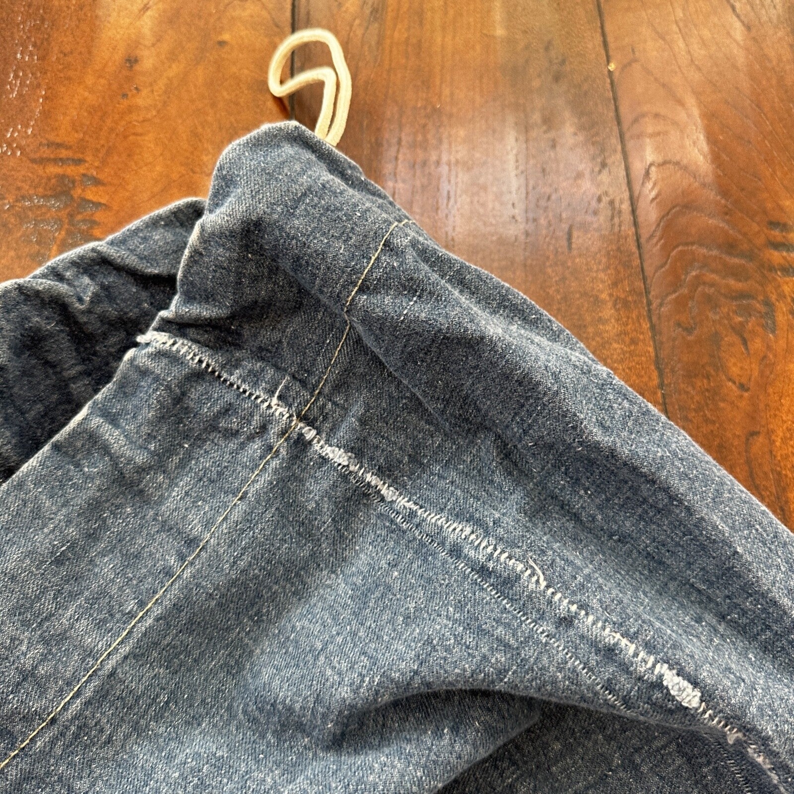 VTG WWII Indigo Denim Garment Laundry Bag Rare Military 1940s 40s 50s Thrashed