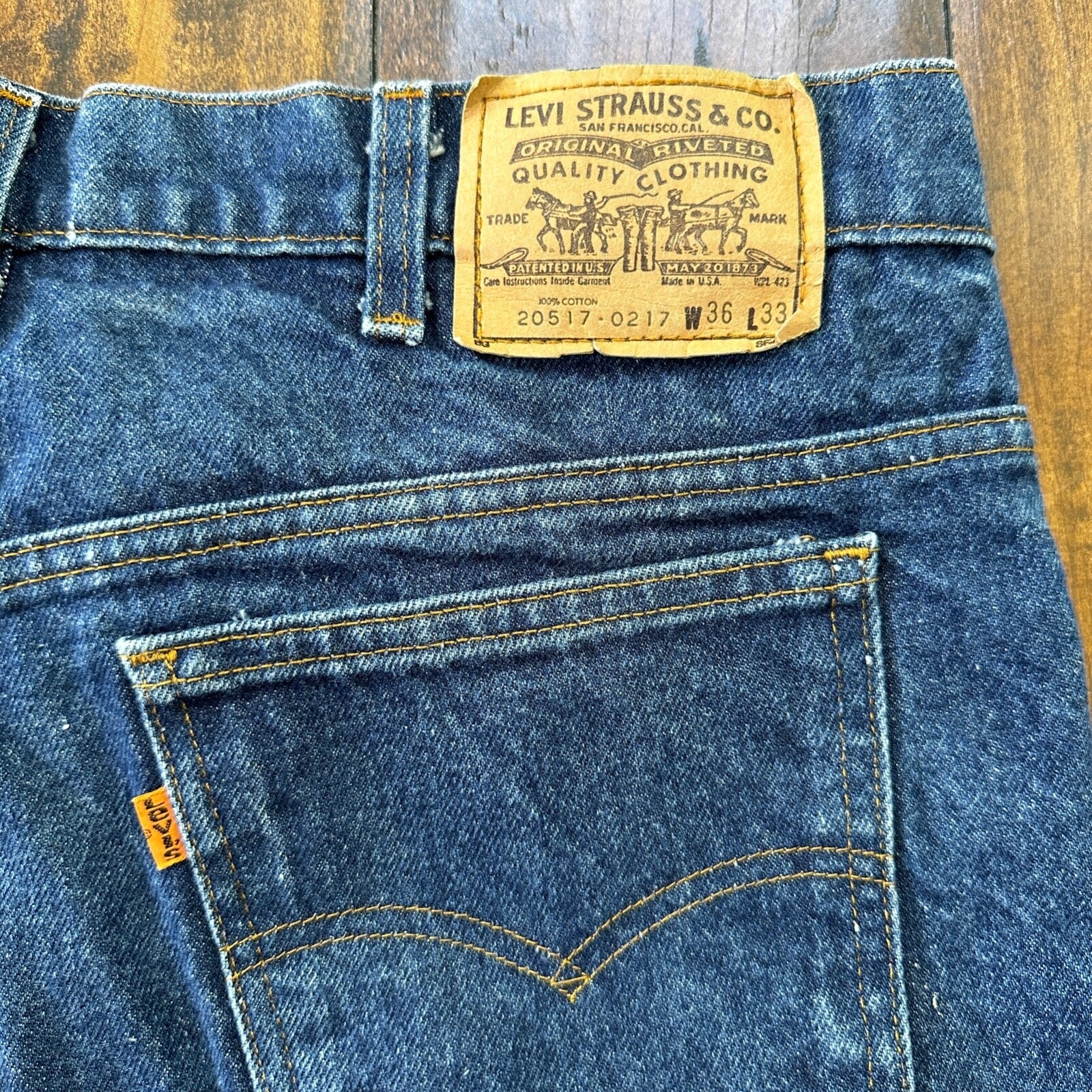 Levis 517 Vintage 80s USA Orange Tab Bootcut Flare Blue Jeans 36x33 Act 34x29