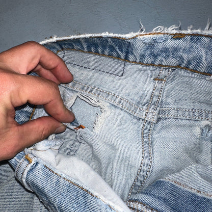 Levis 505 Vintage 90s Orange Tab Jeans 36x32 Thrashed Light Wash 501 Act 33x31