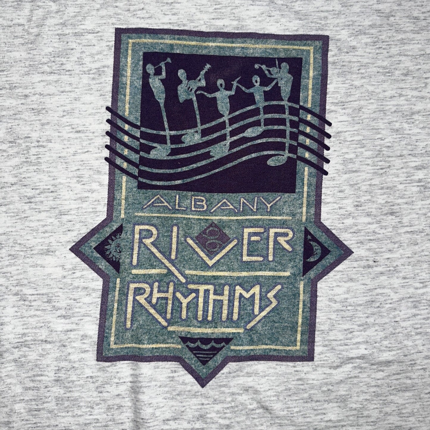 Oneita Albany River Rhythms Music VTG T Shirt Band 90s Single Stitch Gray Jazz