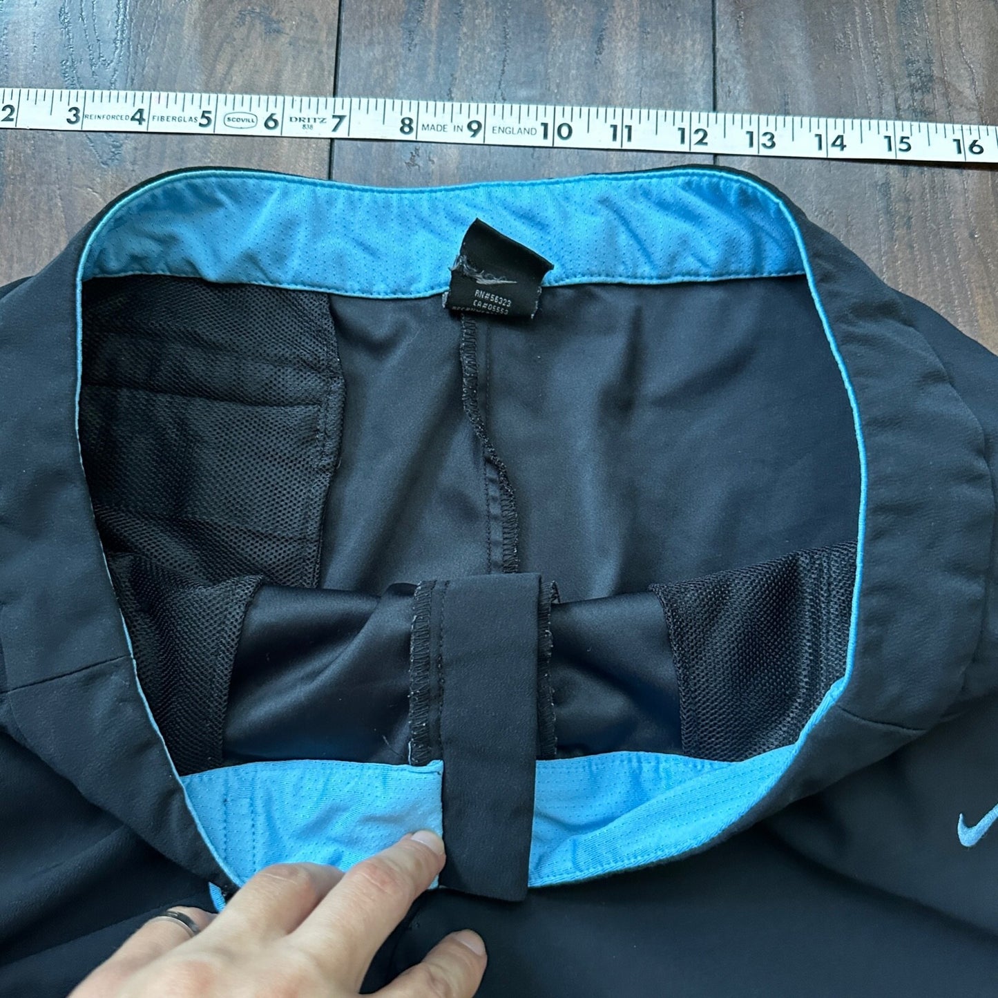 Vintage Nike Capri Pants Womens Size Large Black Blue Sweatpants Track VTG Y2K