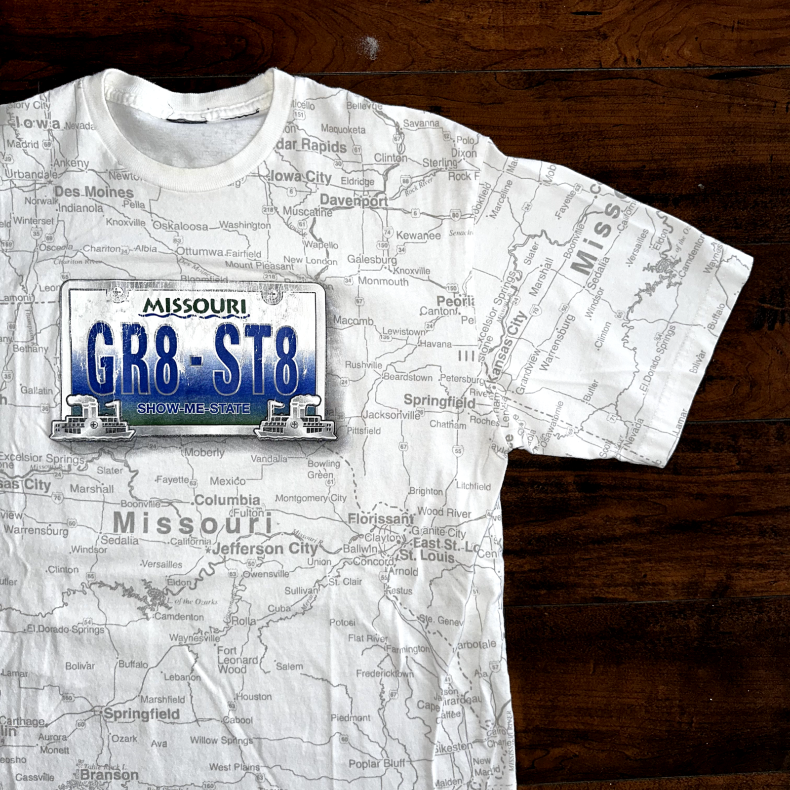Missouri Map Great State Vintage T Shirt Y2K AOP Full Print Road Tour Travel