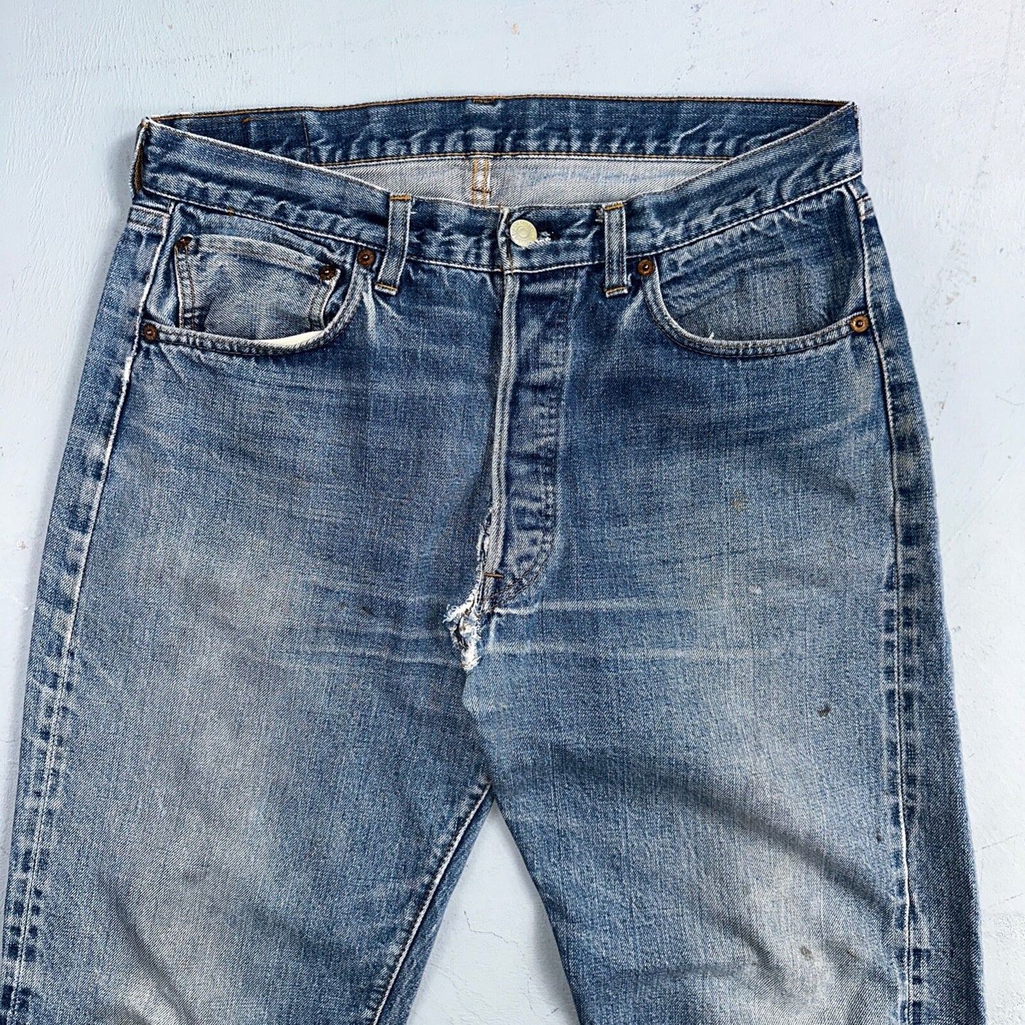 Levis 501 VTG 70s SS Redline Selvedge Jeans XX Med Wash 35x32 Act 32x28