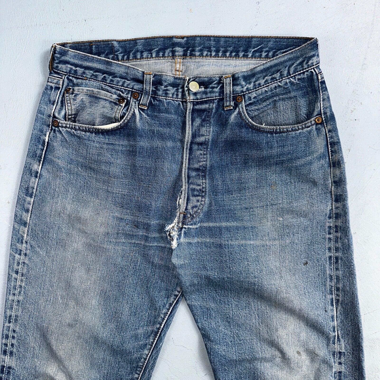 Levis 501 VTG 70s SS Redline Selvedge Jeans XX Med Wash 35x32 Act 32x28