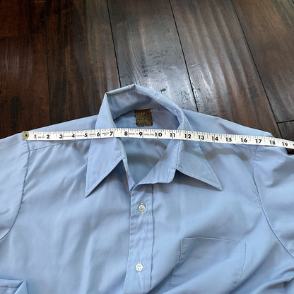 Vintage Jandy Place Bardon Shirt Mens L Polyester Button Down Blue Basic