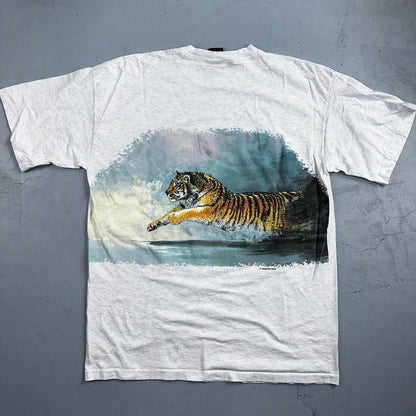 Tiger 90s AOP VTG T Shirt Front Back Nature Love Animals Stripes Single Stitch