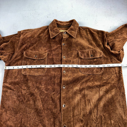 True Grit Brown Tan Shirt Mens L Corduroy Camp Hike Chore Button Down Shirt USA