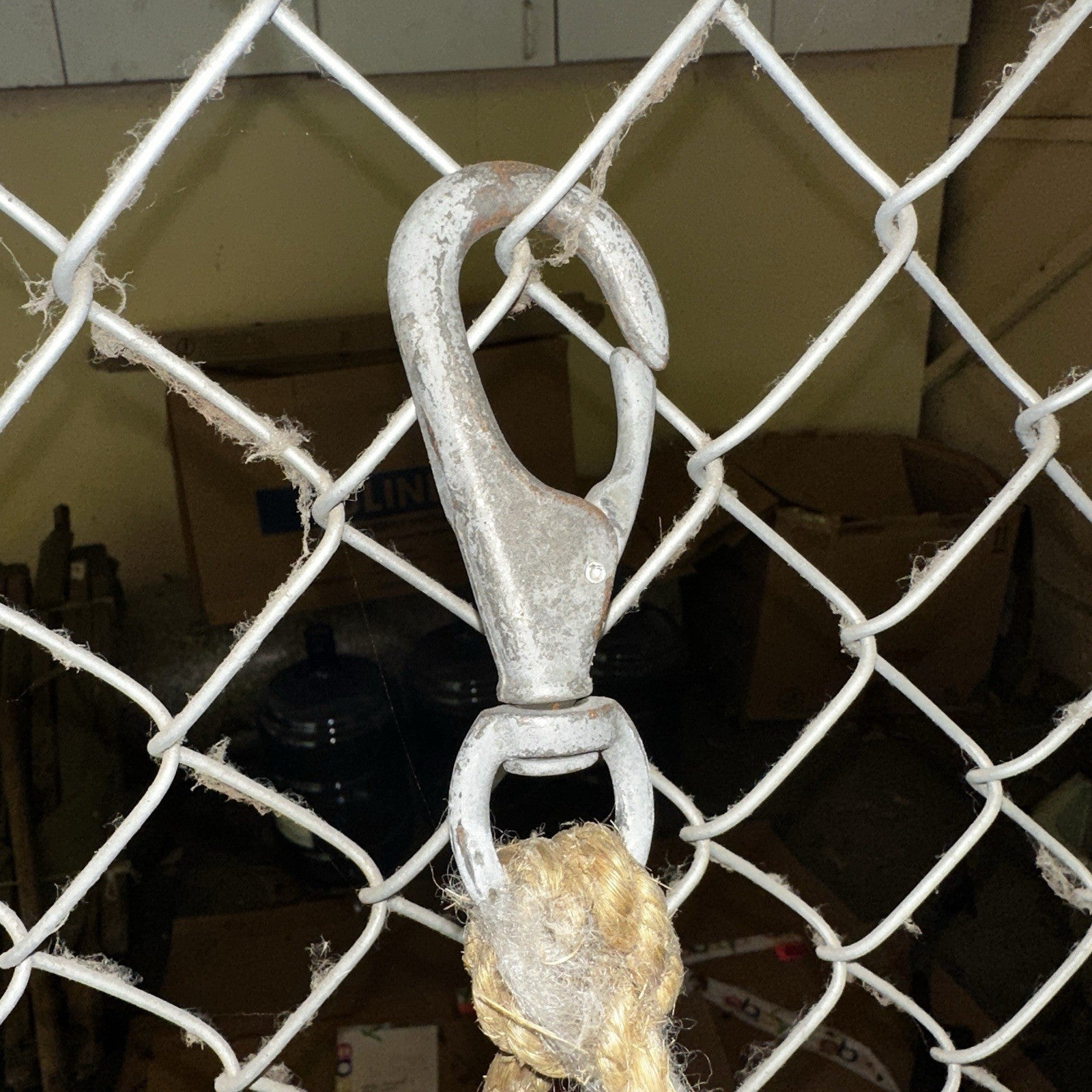 VTG Used Bell System Canvas Bucket Rope Lineman Tool Tote Barn Pulley Antique