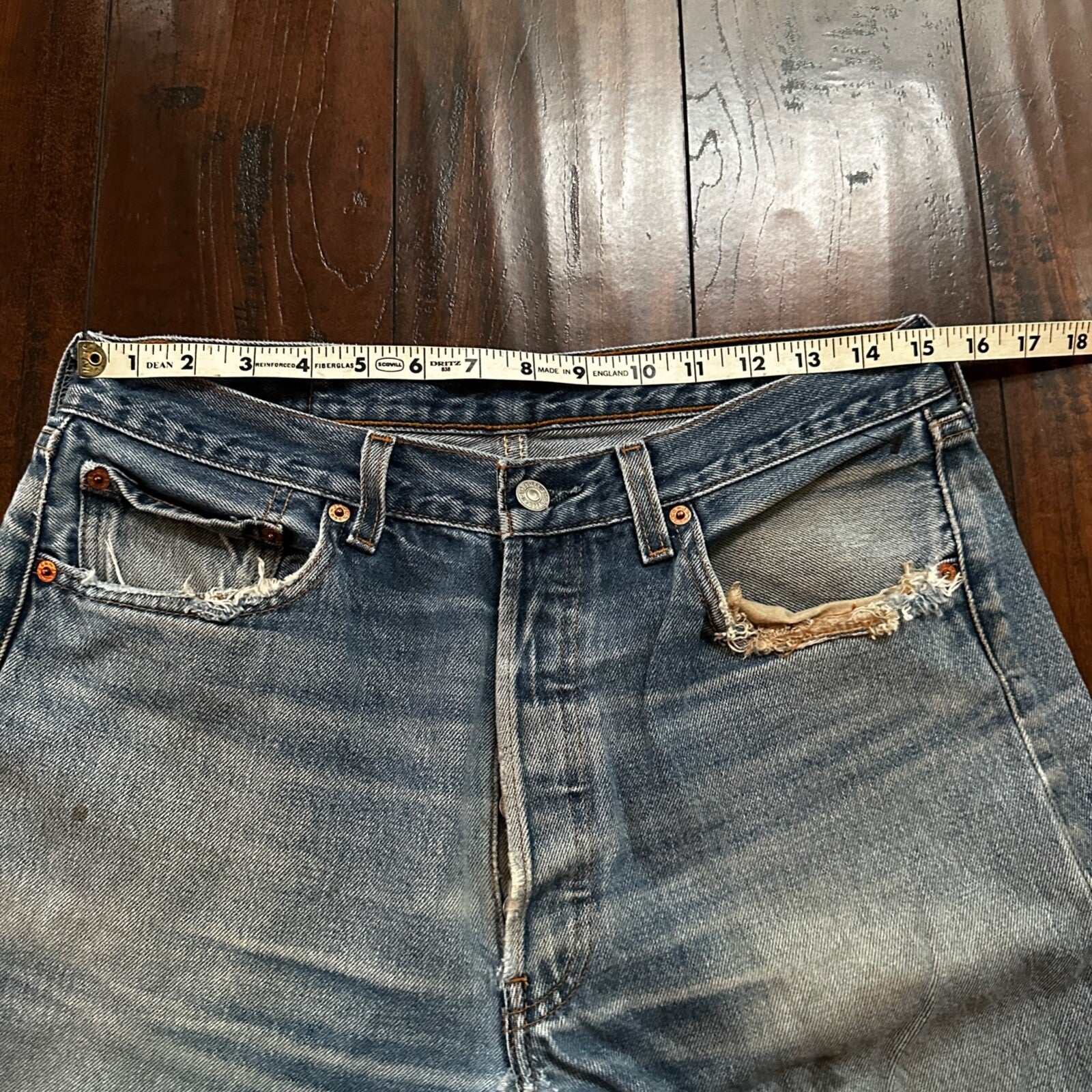 VTG 90s Levis 501 Button Fly 34x38 Tag Jeans Straight Wash Y2K Blue XX Act 30x33