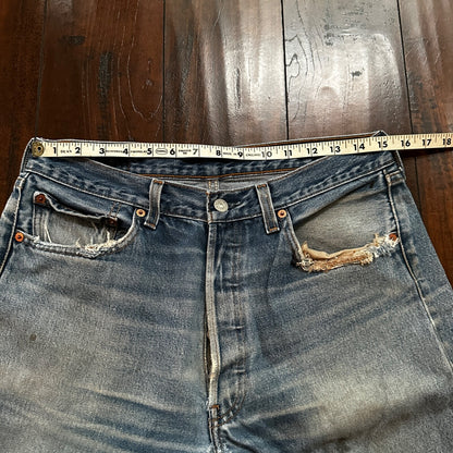 VTG 90s Levis 501 Button Fly 34x38 Tag Jeans Straight Wash Y2K Blue XX Act 30x33