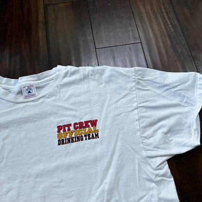 Pit Crew Drinking Team Funny VTG T Shirt Beer Budweiser Sports Racing Cars 2XL