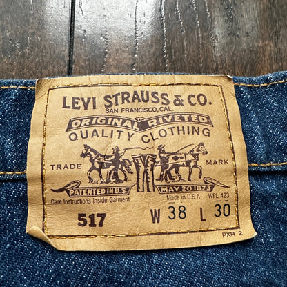 Levis 517 Vintage 90s USA Orange Tab Bootcut Flare Blue Jeans 38x30 35x29