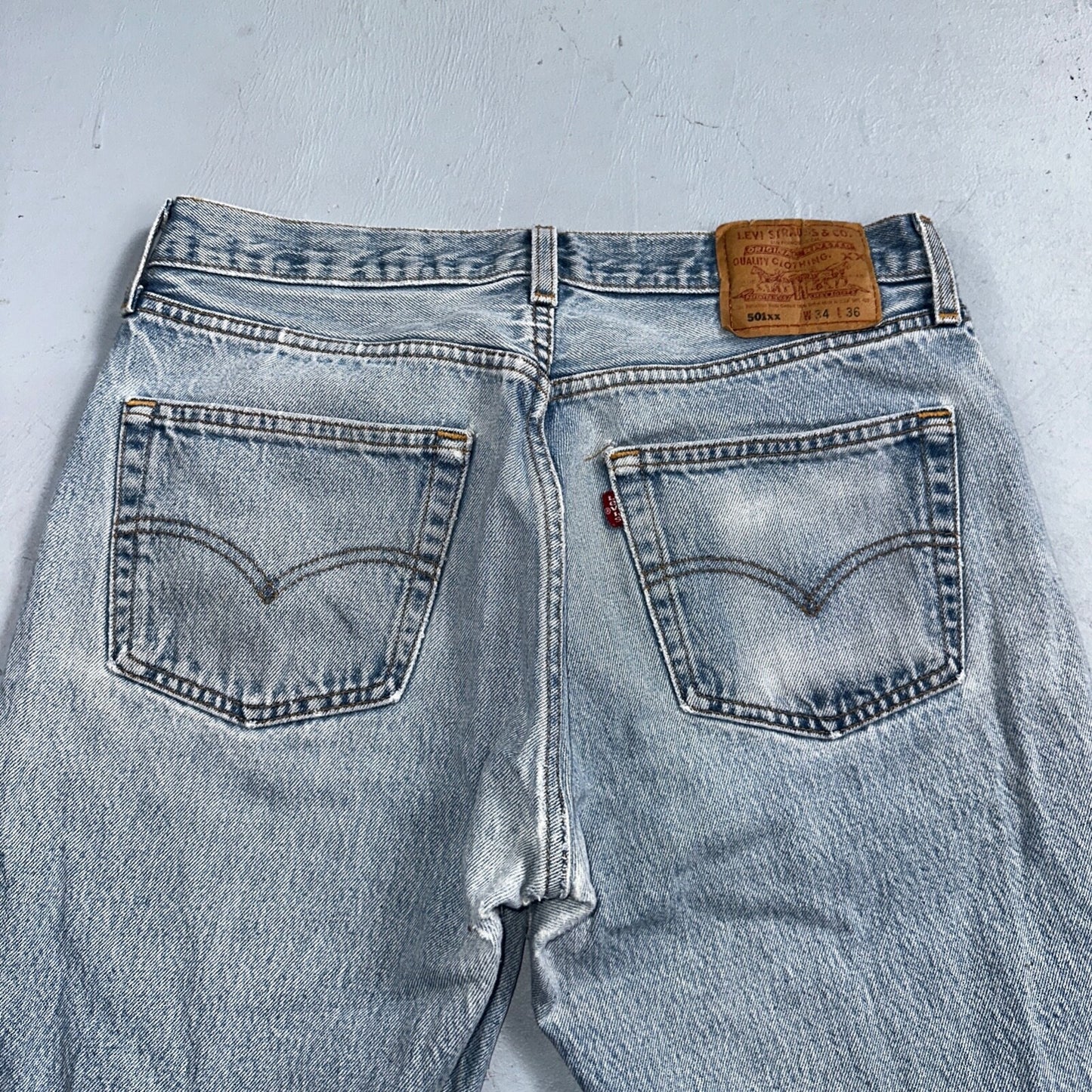 Levis 501 Vintage 90s USA XX Straight Leg Jeans 34x36 Light Wash Act 30x31