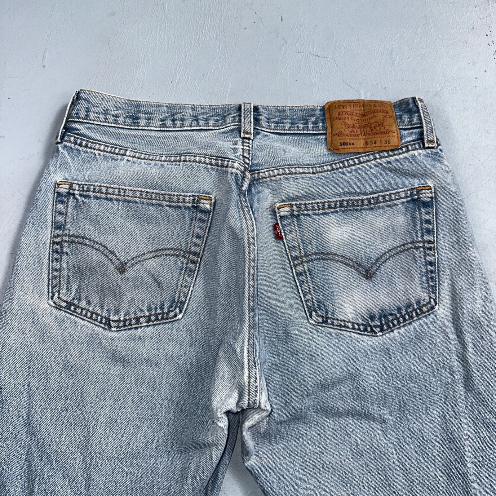 Levis 501 Vintage 90s USA XX Straight Leg Jeans 34x36 Light Wash Act 30x31