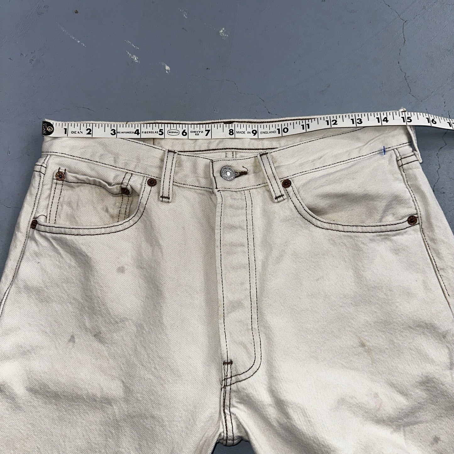 Levis 501 Vintage 90s USA XX Straight Leg Jeans White Stained 32x34 Act 30x33