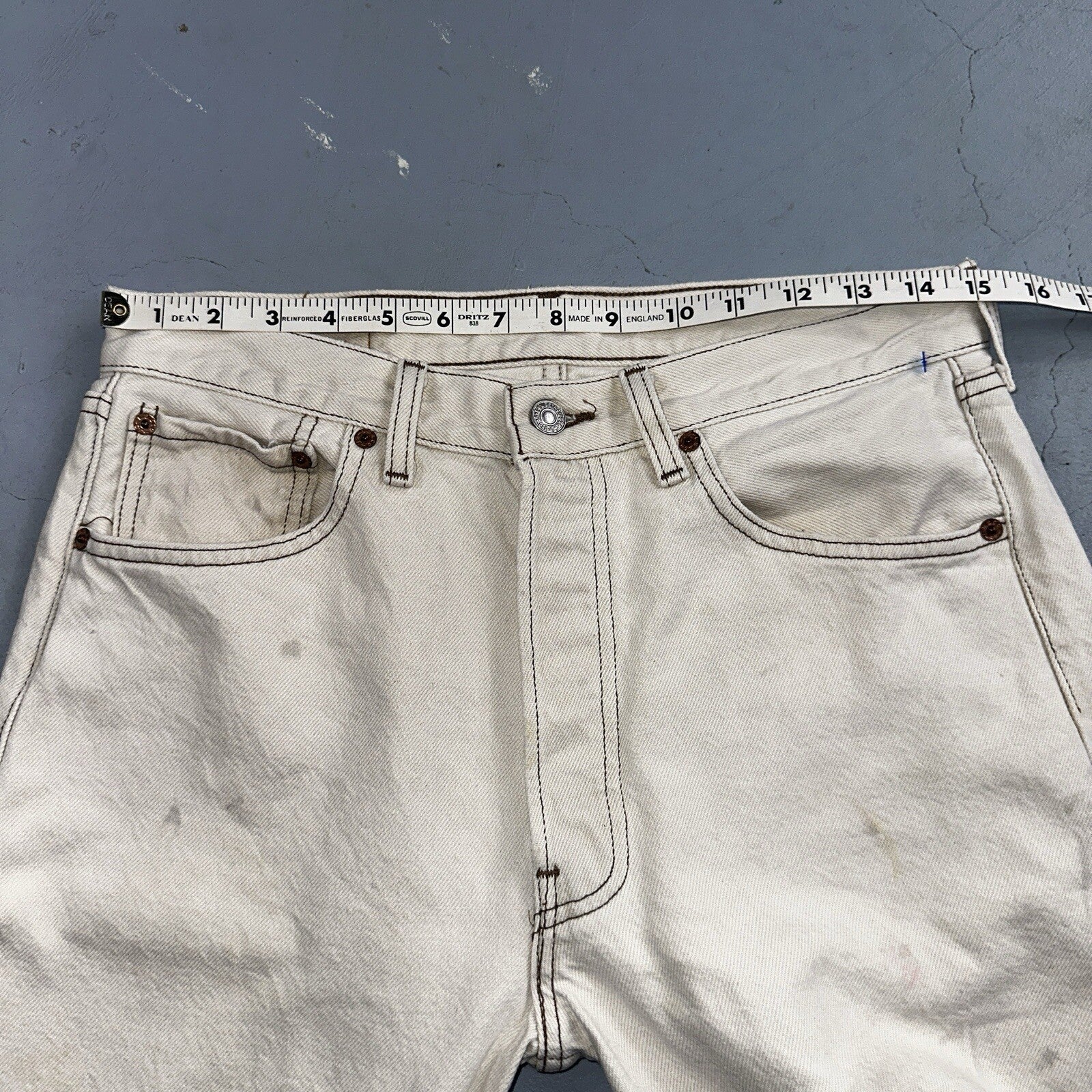 Levis 501 Vintage 90s USA XX Straight Leg Jeans White Stained 32x34 Act 30x33