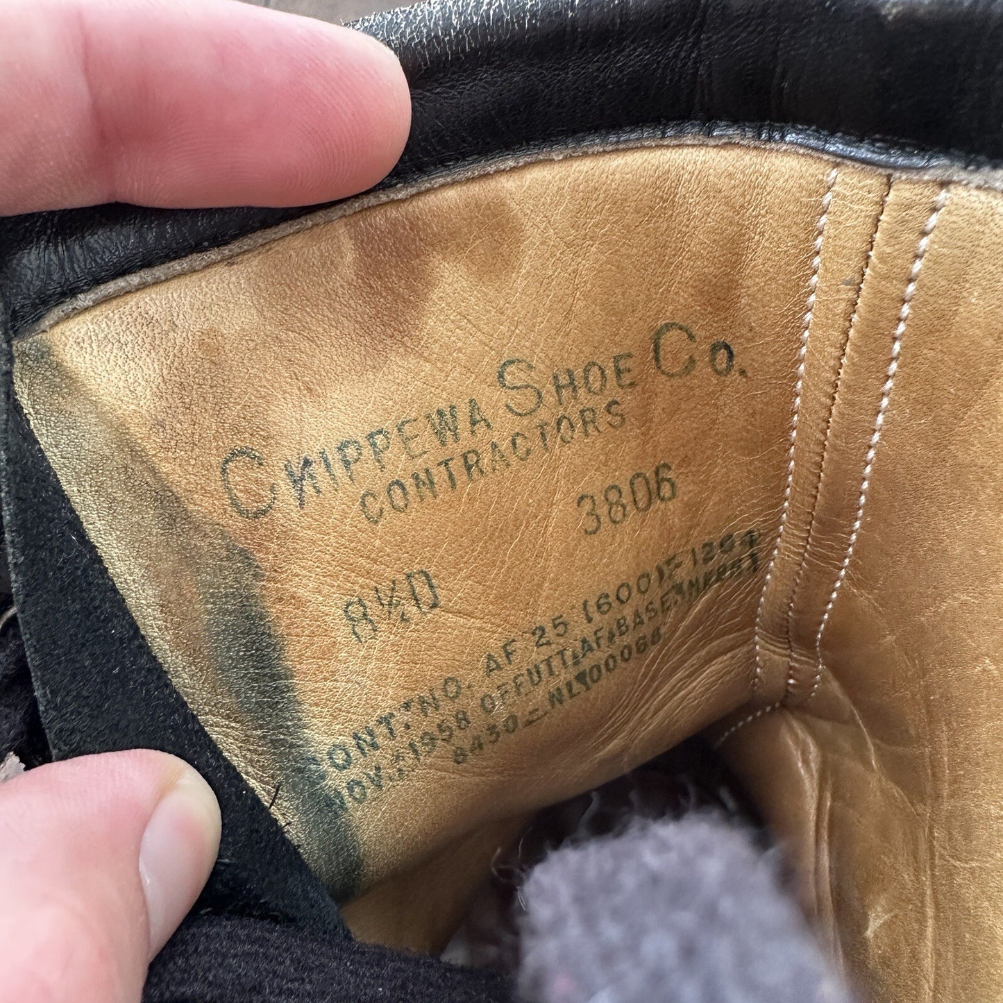 Vtg 1950s Chippewa Alert Zip Boots 8.5 Black Air Force Pilot SAC 50s Combat WWII