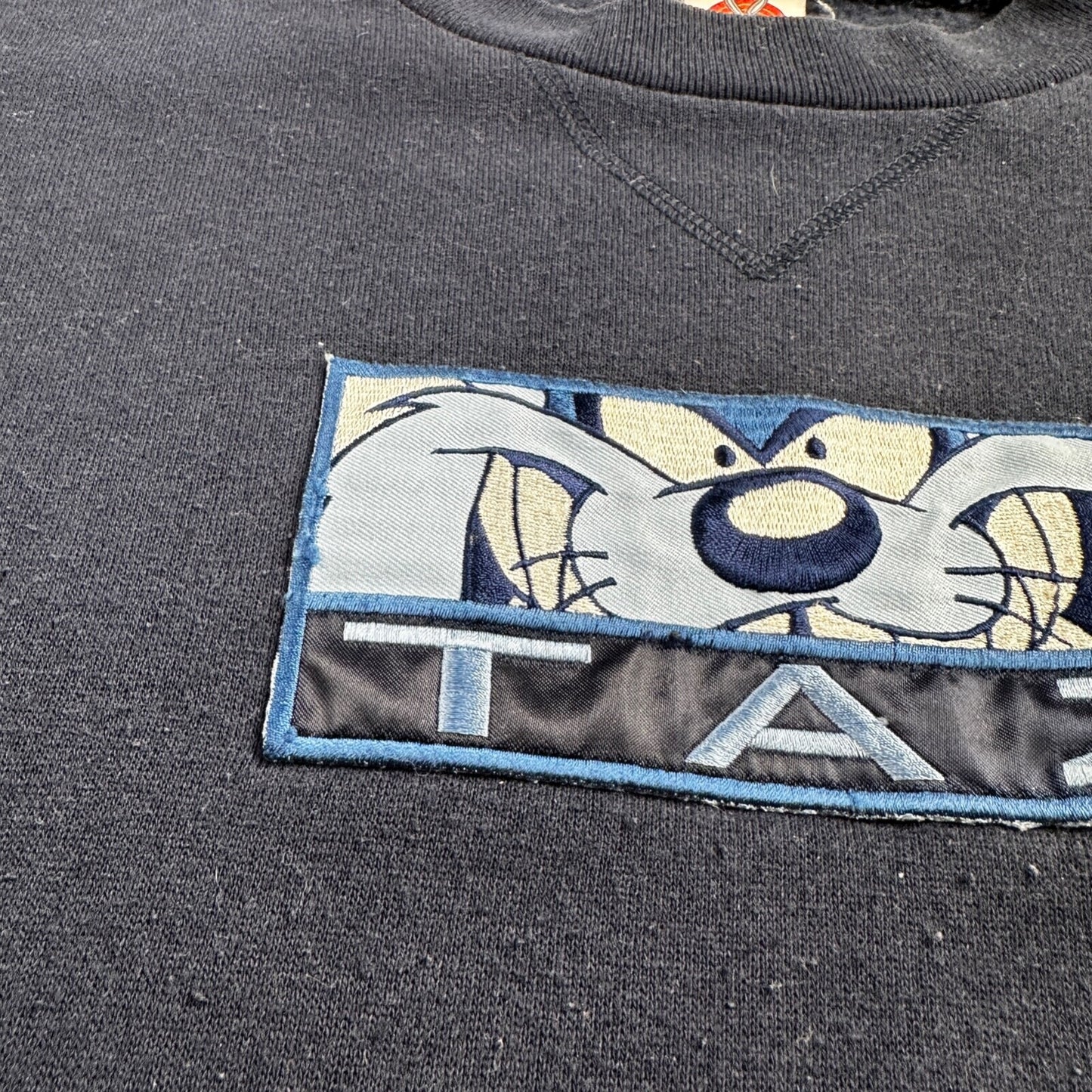Looney Tunes TAZ 90s USA Sweatshirt VTG Crewneck XL Navy Cartoon Bugs Bunny