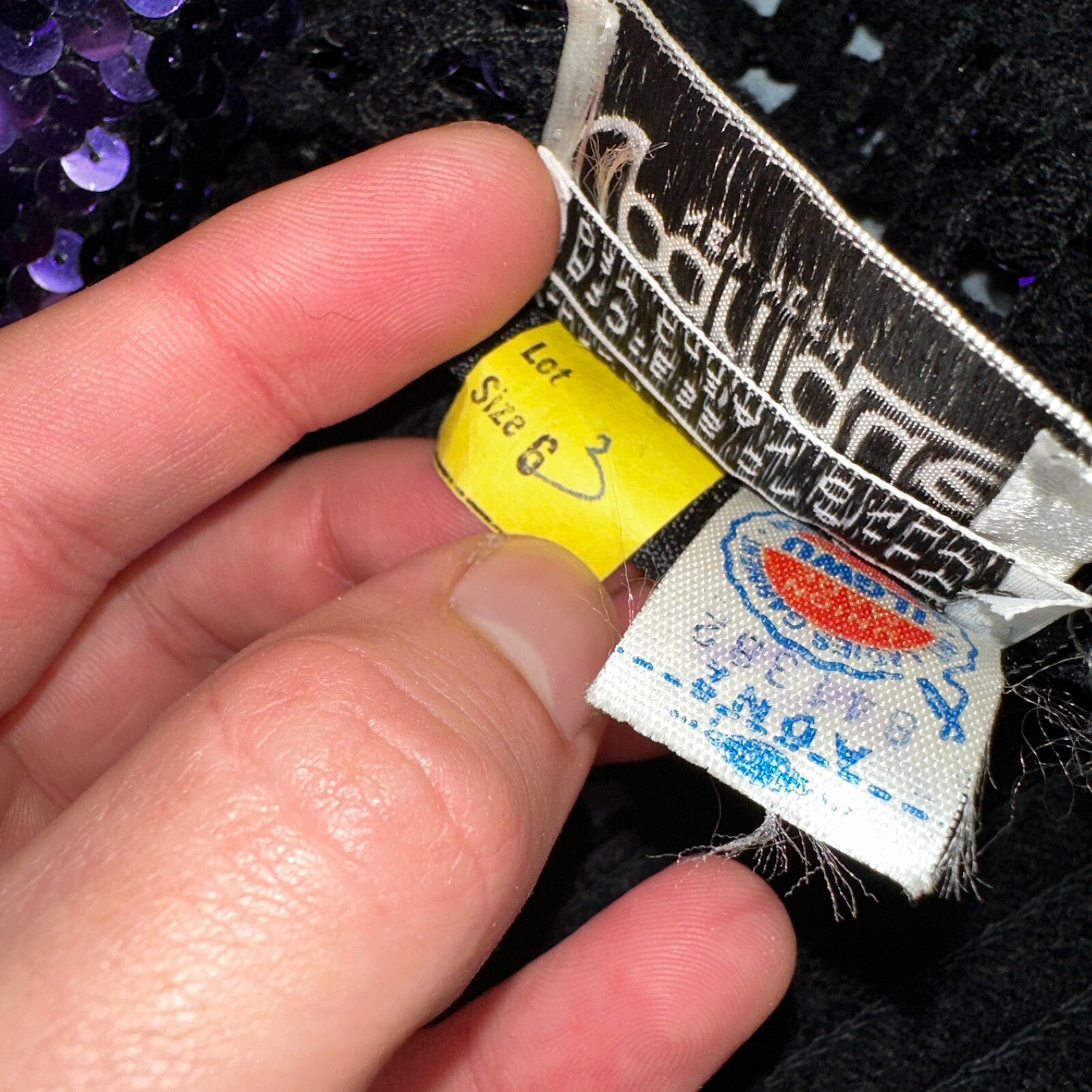 Partique Purple Sequin Disco Glam Party Studio 54 Long Sleeve Shirt Top 6 Dance