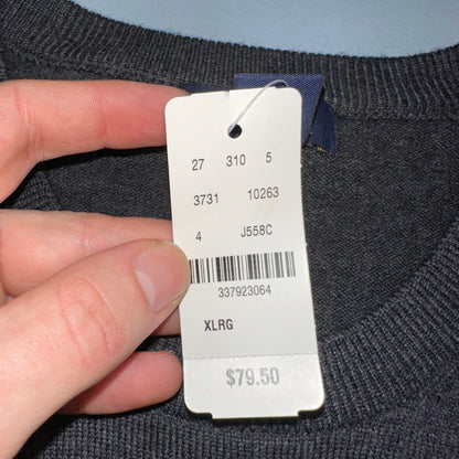 346 Brooks Brothers Mens XL Fine Italian Merino Wool Gray Sweater Tags