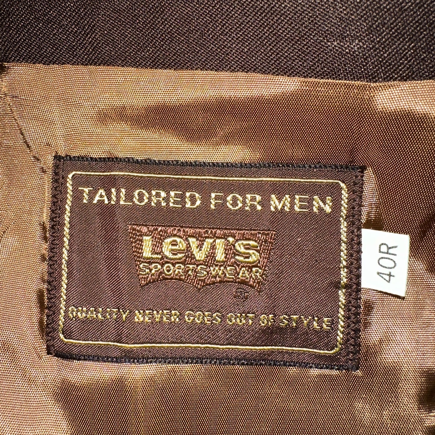 VTG Mens 2 PC Suit 40 Jacket Coat Pants Brown Levis Panatela Polyester 80s