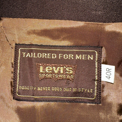 VTG Mens 2 PC Suit 40 Jacket Coat Pants Brown Levis Panatela Polyester 80s