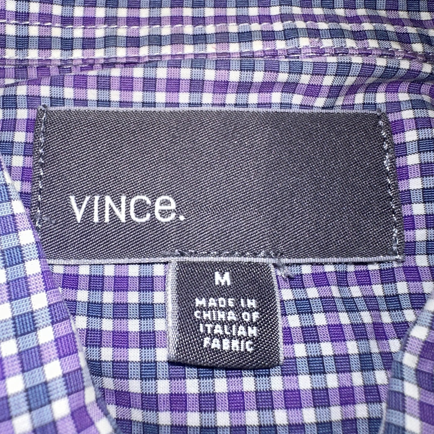 Vince Shirt Mens M Purple Gingham Long Sleeve Button Up Checkerboard