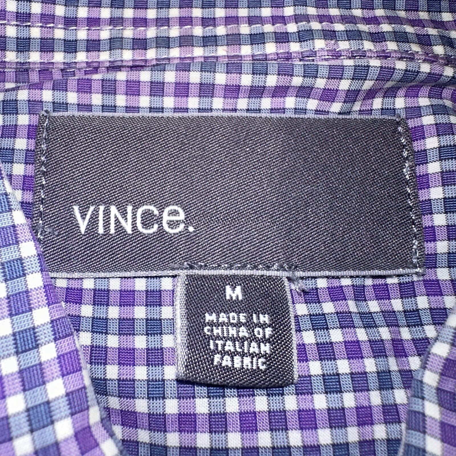 Vince Shirt Mens M Purple Gingham Long Sleeve Button Up Checkerboard
