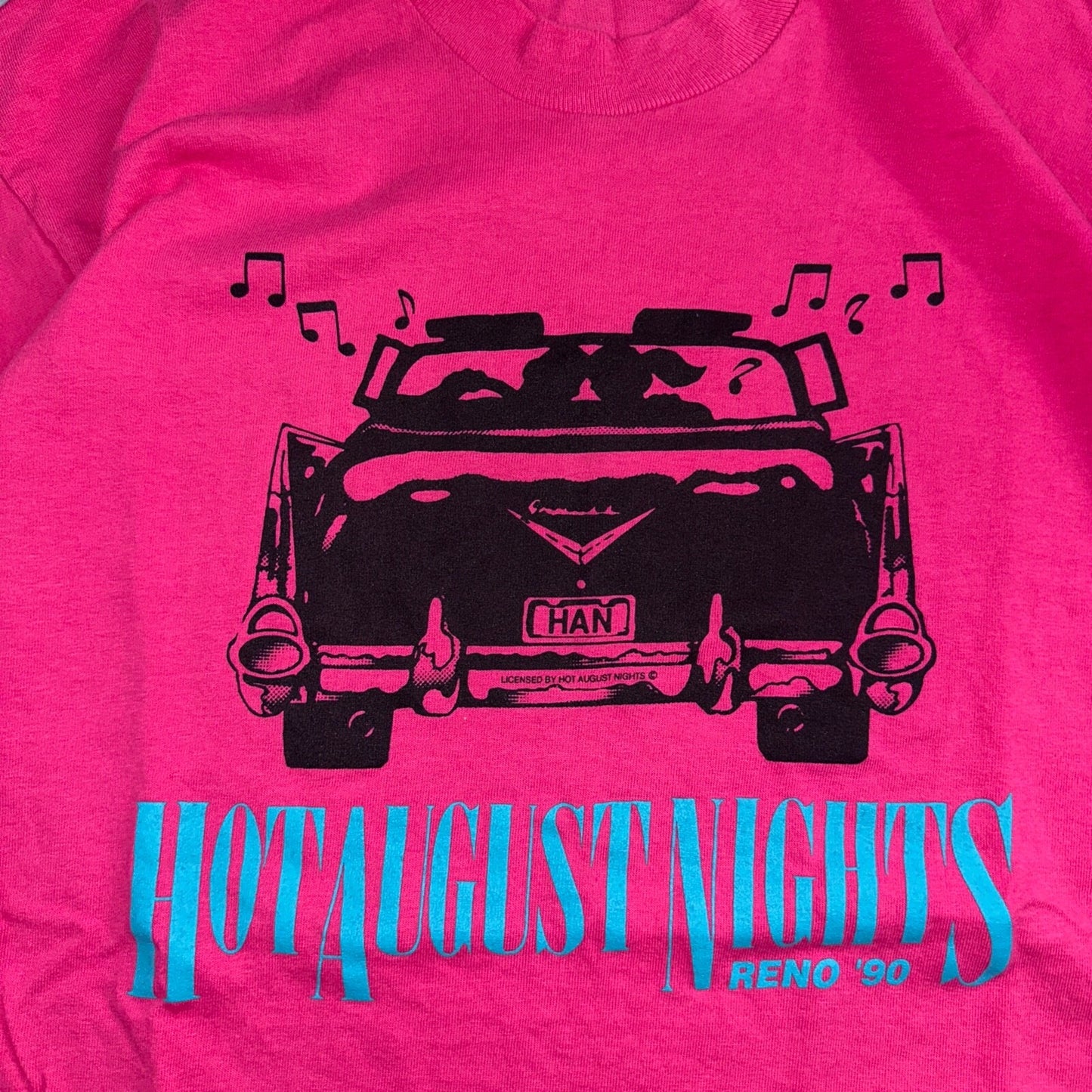 Hot August Nights XL VTG T Shirt Pink USA Cars Reno Driving Music Graphic