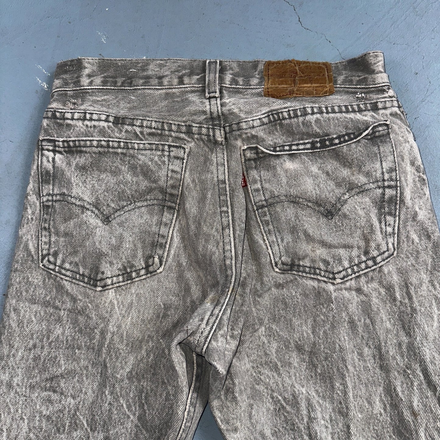Levis 501 Vintage 80s USA XX Straight Leg Jeans Gray Acid Wash 27x32 Act 26x31
