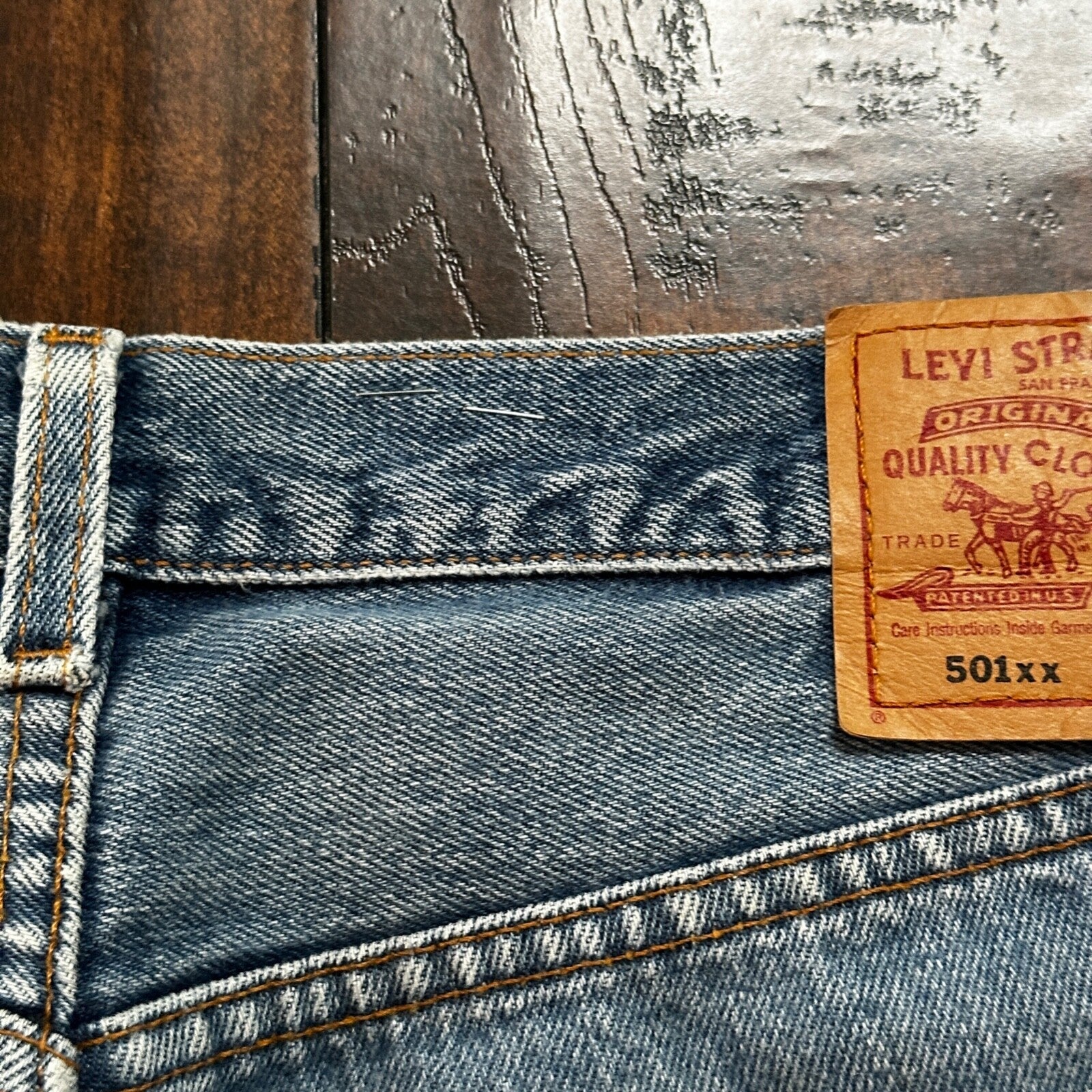 VTG 90s Levis 501 Button Fly 38x36 USA Tag Jeans Straight Wash Blue XX Act 35x32