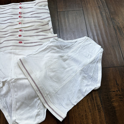 Hanes Briefs Men Size 34 White Cotton Black Stripes 9 Pair Vintage USA Lot 1960s