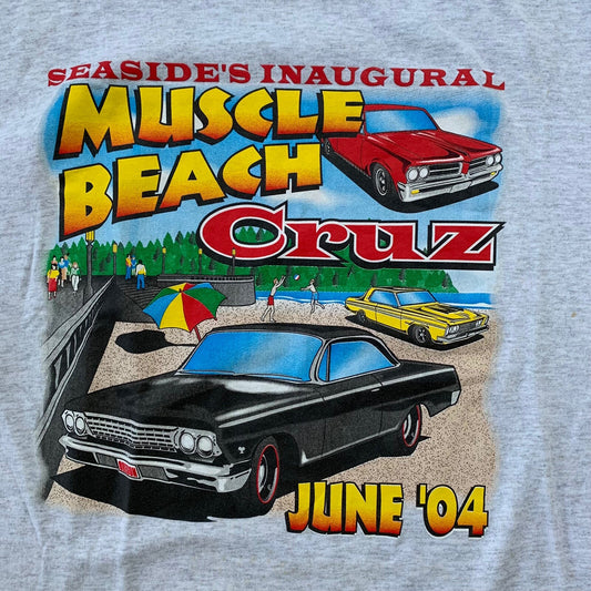 Muscle Beach Cruz Cars Vintage T Shirt June 2004 Y2K Nascar Racing Oregon Old
