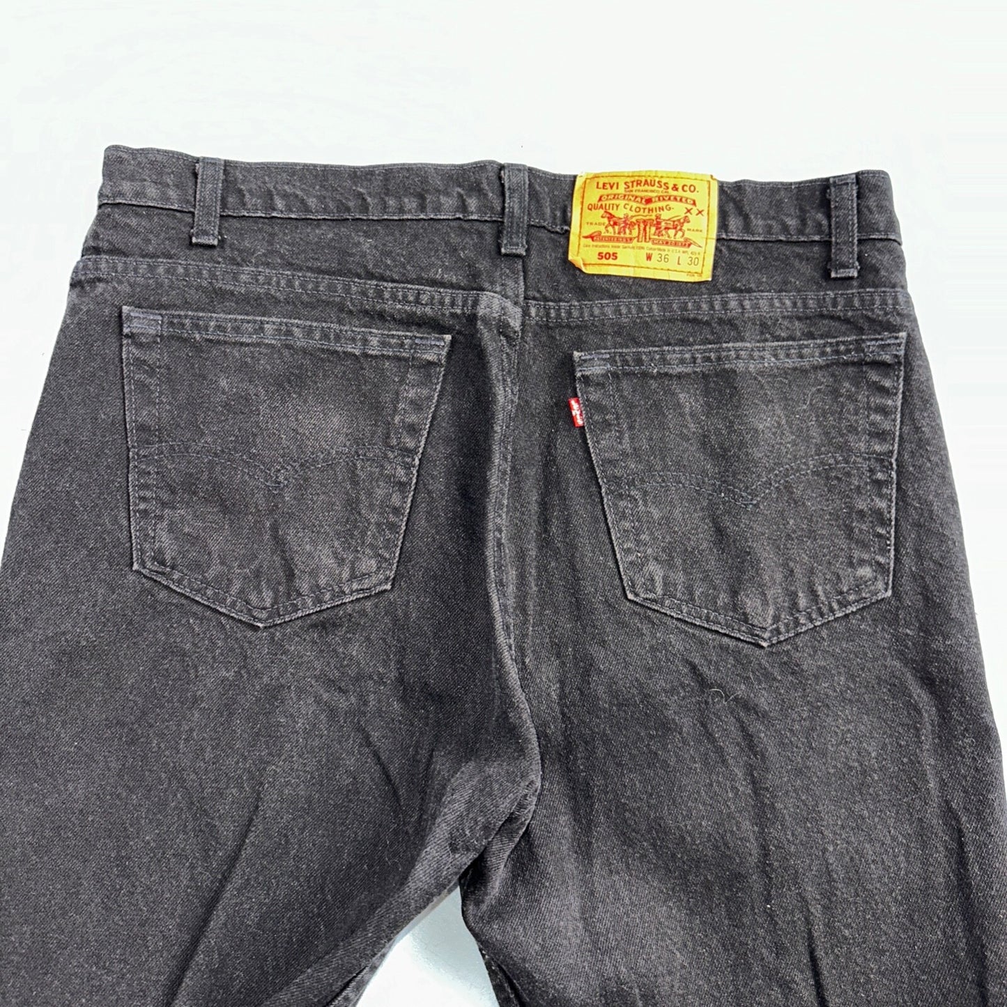 Levis 505 Vintage 90s USA Red Tab Jeans 36x30 Black Wash 1992 501 Act 36x29