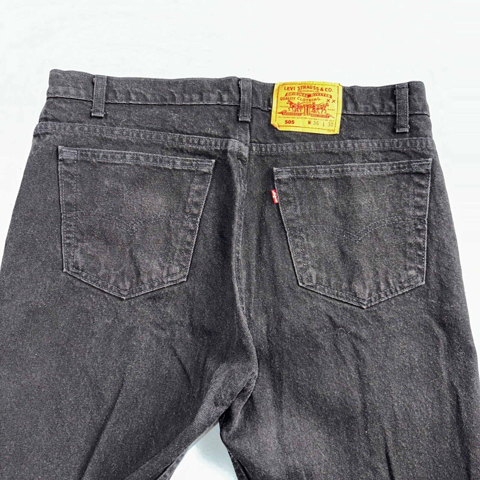 Levis 505 Vintage 90s USA Red Tab Jeans 36x30 Black Wash 1992 501 Act 36x29