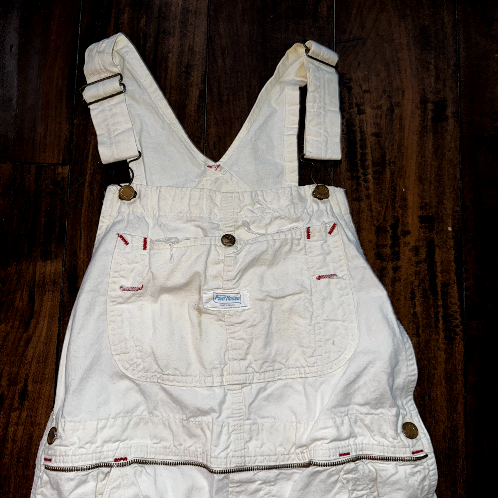 Powerhouse BIB Overalls MONTGOMERY WARD White Denim Workwear 60s 50s Union