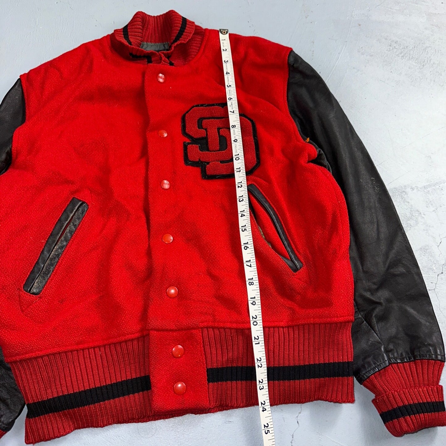 Varsity Jacket VTG 50s 60s WHITING Wool Leather San Diego CA SD Letterman Red