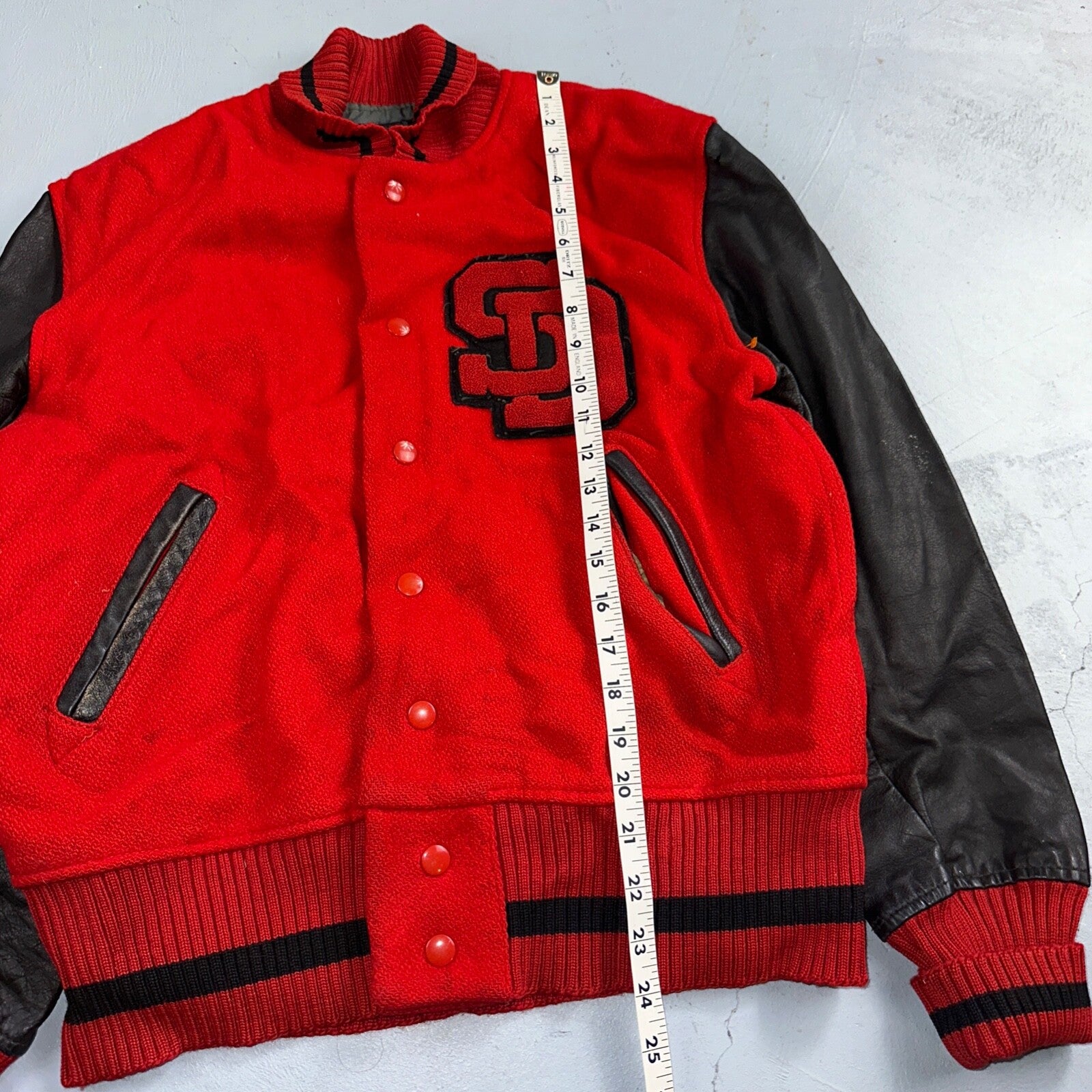 Varsity Jacket VTG 50s 60s WHITING Wool Leather San Diego CA SD Letterman Red