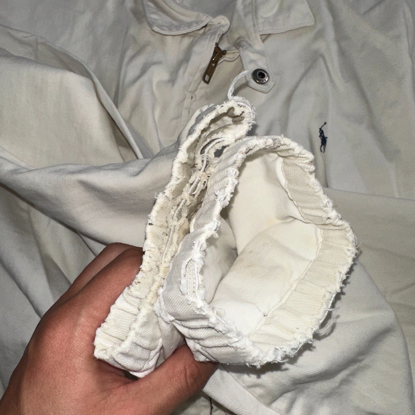 Vintage Polo Ralph Lauren Harrington Jacket White Cotton Size M USA Crop Fit