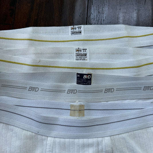 BVD Briefs Men Size 36 White Cotton Stripes 3 Pair VTG USA Lot 1970s 70s M